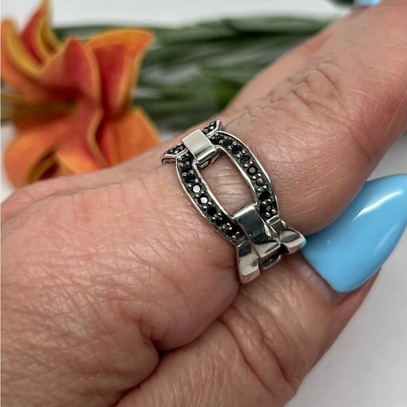 John Hardy Modern Chain Black Sapphire Band Ring .925 Sterling Silver - Picture 4 of 10